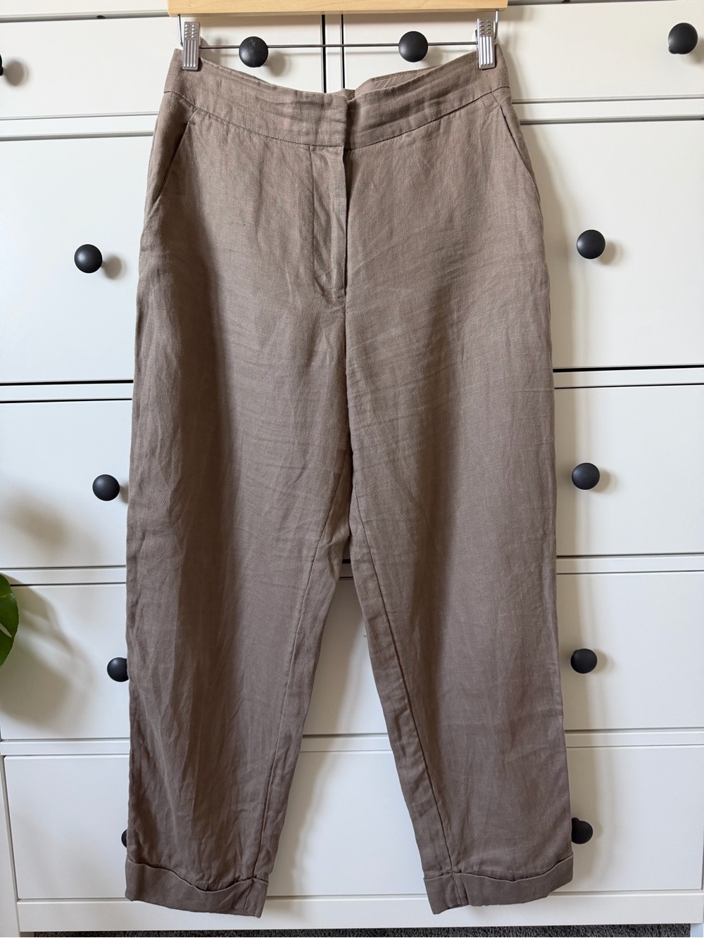 H&M Taupe 100% Linen Pants